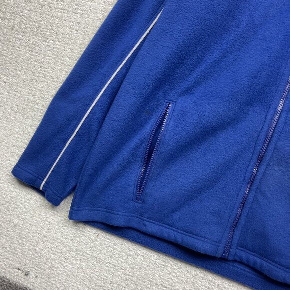 VTG NHL Edmonton Oilers Hockey Mens Sz L Polar Fleece Jacket Blue / Orange Read - Picture 6 of 16